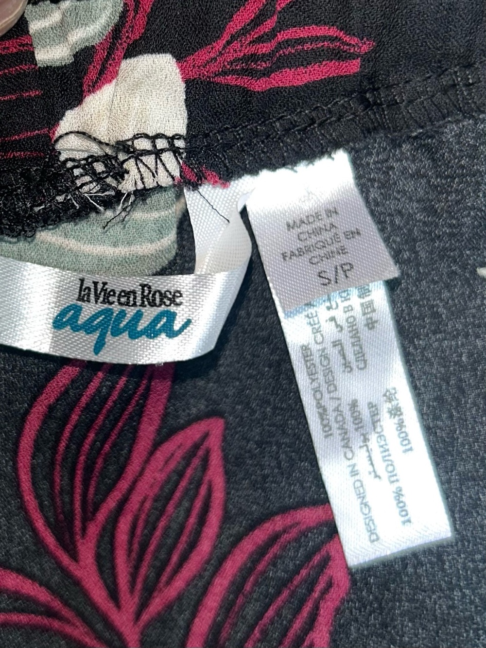 La Vie En Rose Aqua Double-Slit Floral Maxi Skirt Size Small Cream/Black - Picture 5 of 5